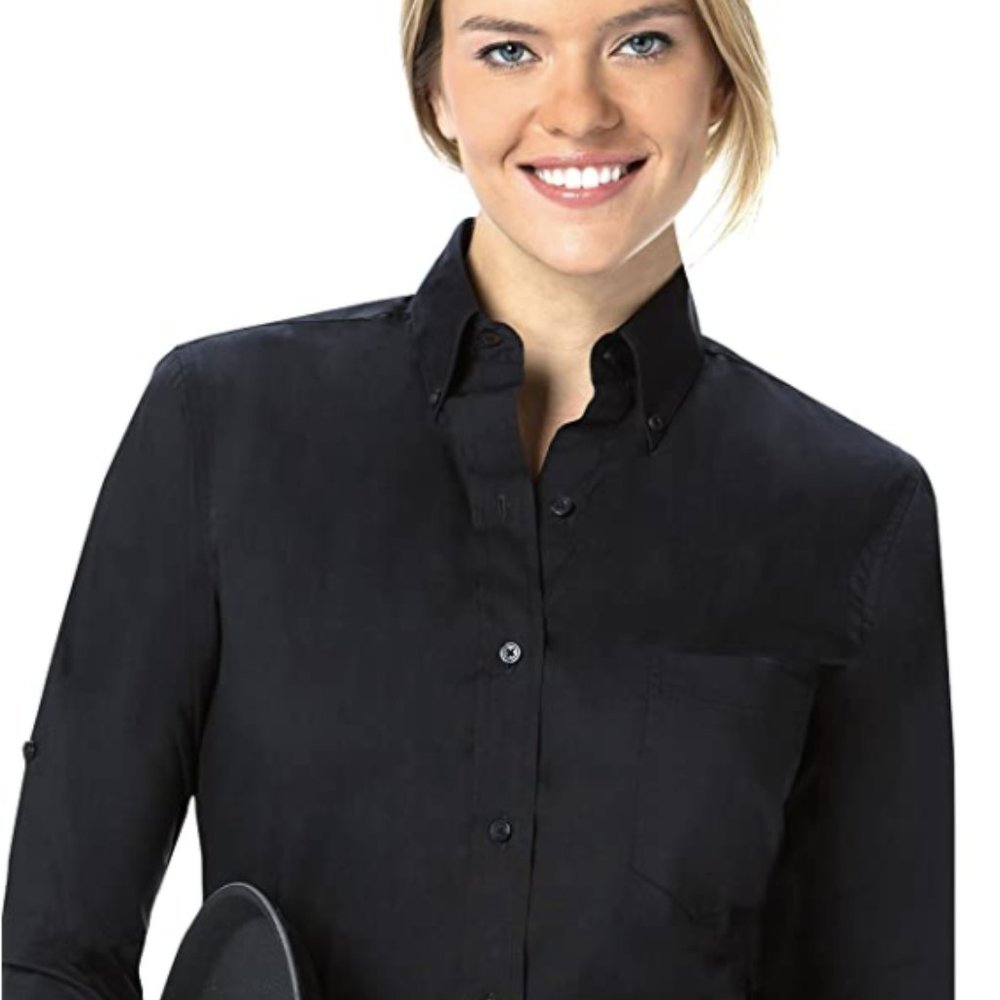 Women’s Reg Fit Button-Down Shirt Rollup or Long Sleeve Button Down Collar